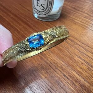 Victorian Gold Bangle with Blue Gemstone